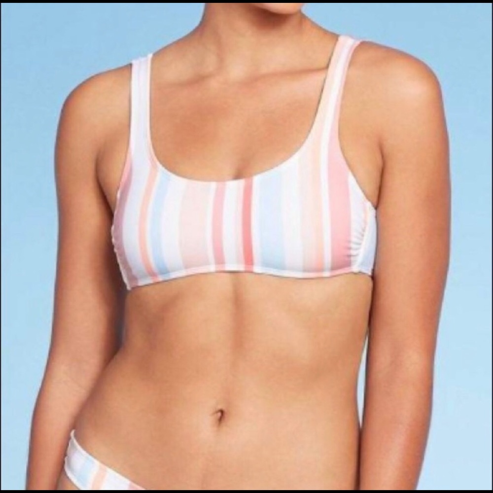 Striped bralette bikini top